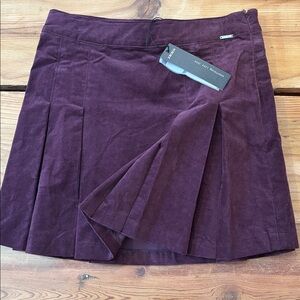 New! IKKS France 12 Purple Brushed Cotton Pleated Skirt